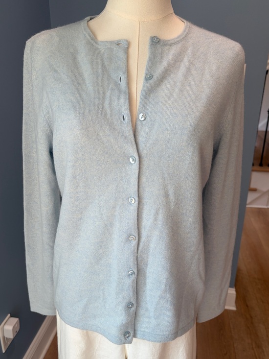 Lord & Taylor Sweaters - Lord & Taylor 100% Cashmere Cardigan Sweater Light Blue Petite Medium PM